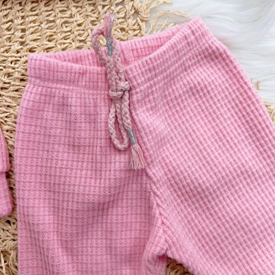 Conj. Casaco "Chic" e Calça em Malha Wafle - Rosa